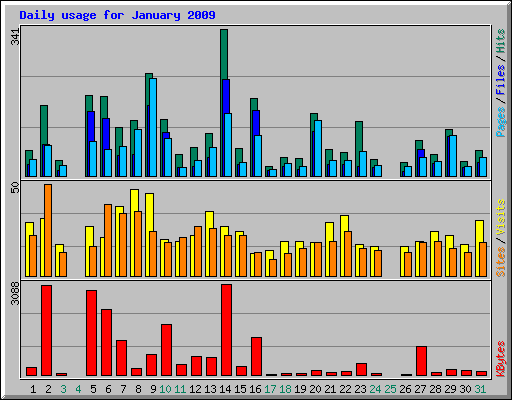 Daily usage for January 2009