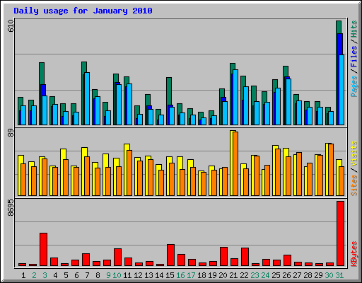 Daily usage for January 2010