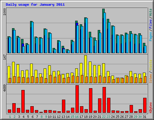 Daily usage for January 2011