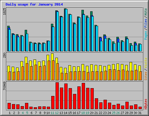 Daily usage for January 2014