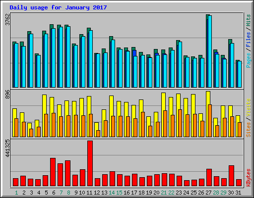 Daily usage for January 2017