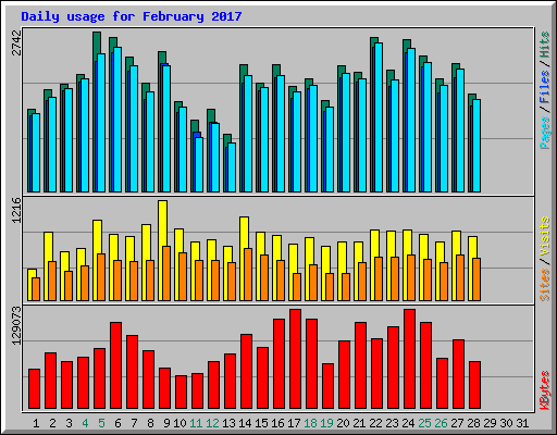 Daily usage for February 2017