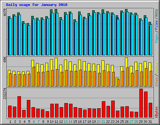 Daily usage for January 2018