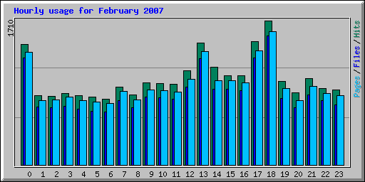 Hourly usage for February 2007