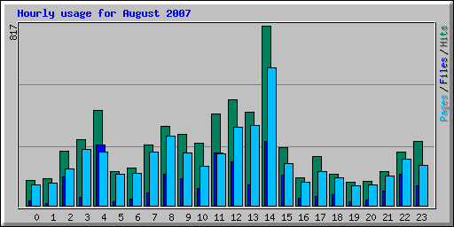 Hourly usage for August 2007