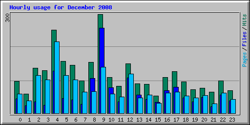 Hourly usage for December 2008