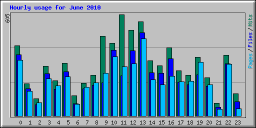 Hourly usage for June 2010
