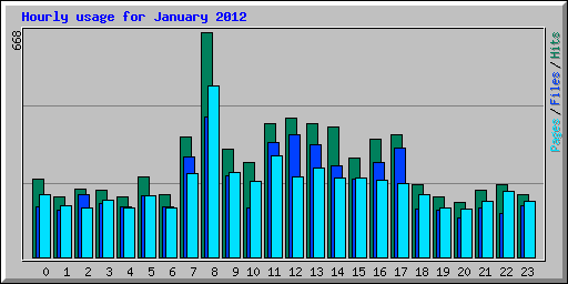 Hourly usage for January 2012