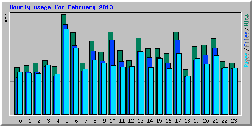 Hourly usage for February 2013