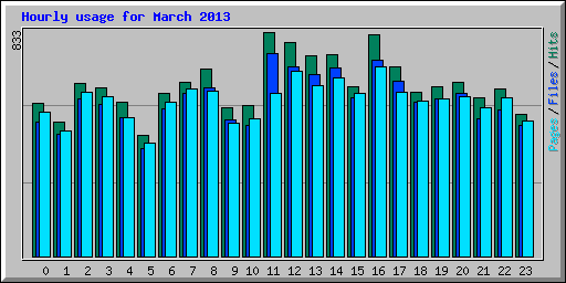 Hourly usage for March 2013