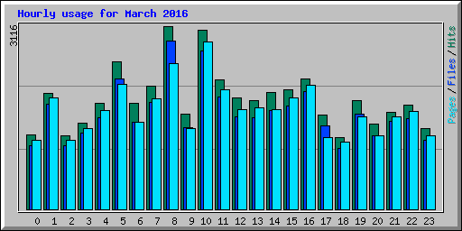 Hourly usage for March 2016