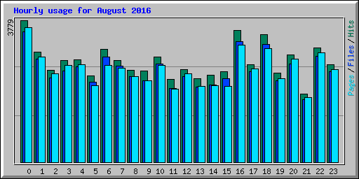 Hourly usage for August 2016