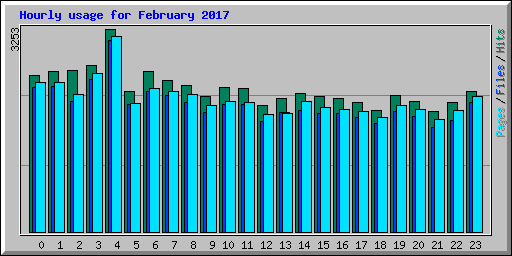 Hourly usage for February 2017